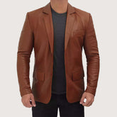 Men's Professional Two Button Leather Blazer